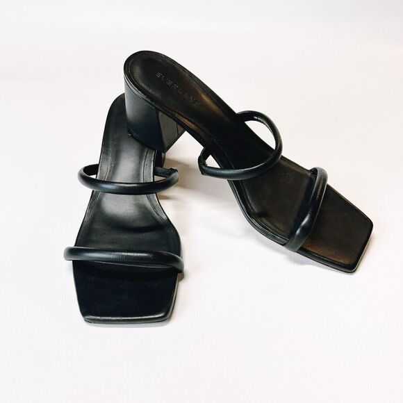 Everlane The Double Strap Heel Leather Sandal Slides Square Toe Size 9 New - Picture 8 of 16